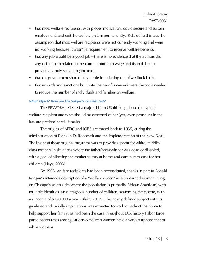 Welfare reform essay